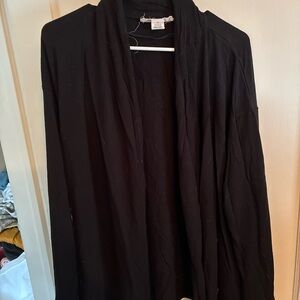 Workshop Republic Clothing Black Cardigan with Draped Open Front